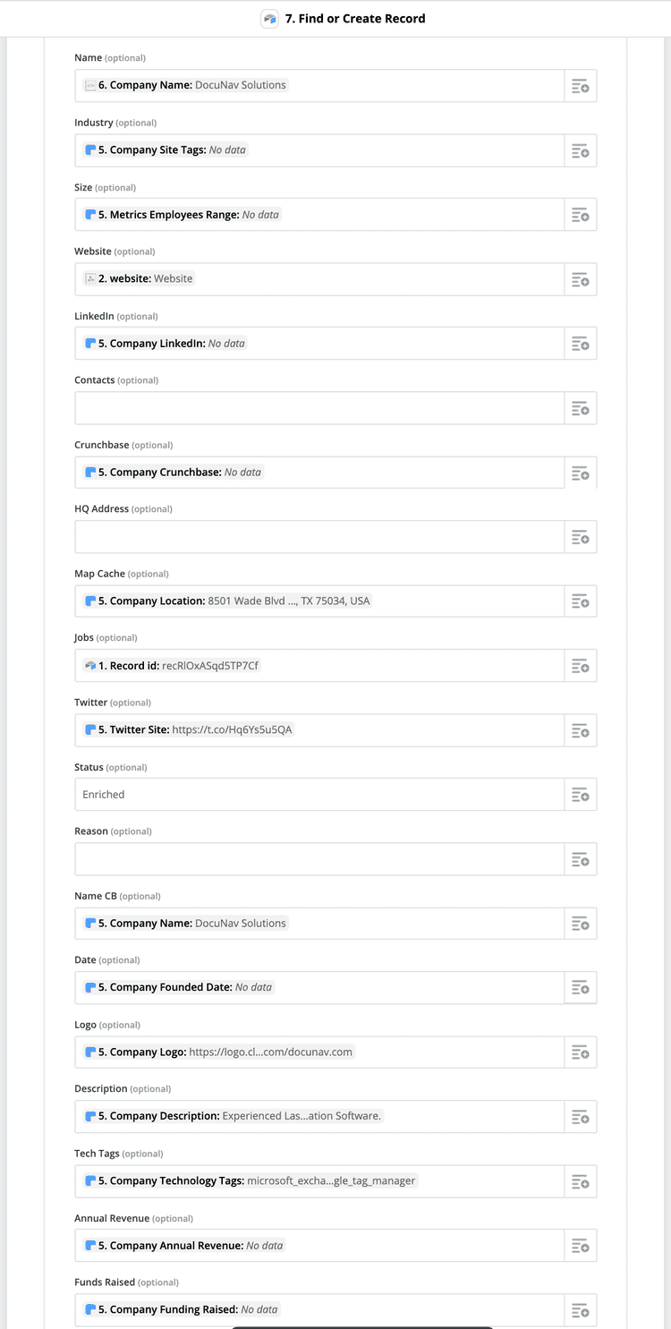 zapier record creation