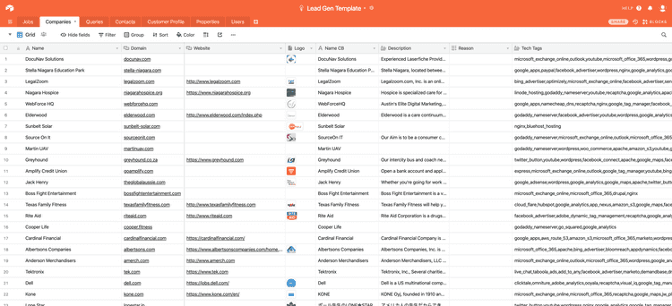 airtable companies grid view